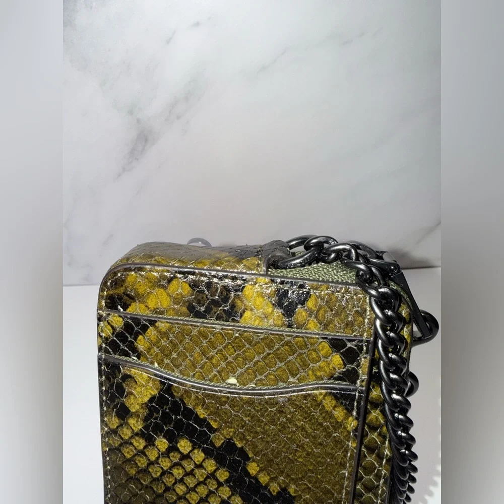 Coach Olive Snake Print Card Holder with Chain Tags Included